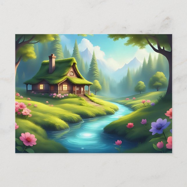 Märchenhaus am Fluss  Postkarte (Vorderseite)