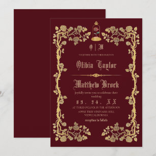 Märchenhochzeit mit Biest und Schönheit  Einladung