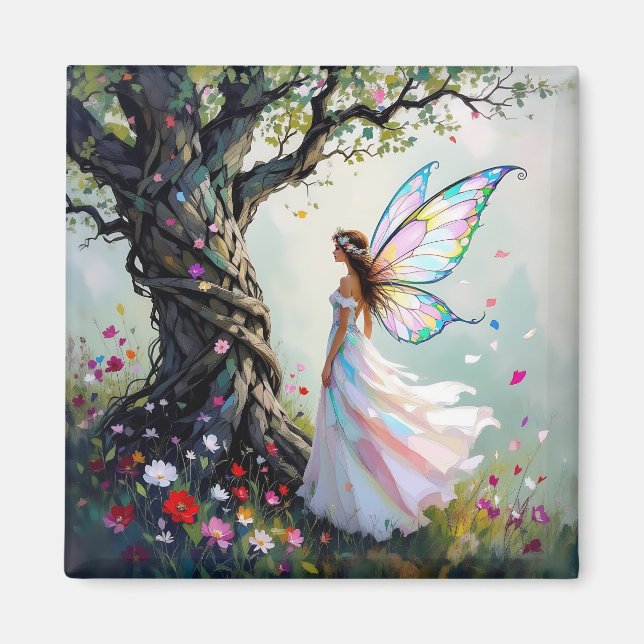Märcheninspirierte Fee und fantastischer Baum Magnet (Vorne)