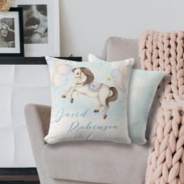 Märchenjunge Pony Blue Ballons Stars Kissen