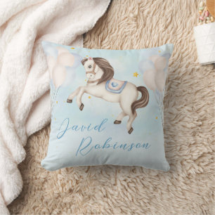 Märchenjunge Pony Blue Ballons Stars Kissen