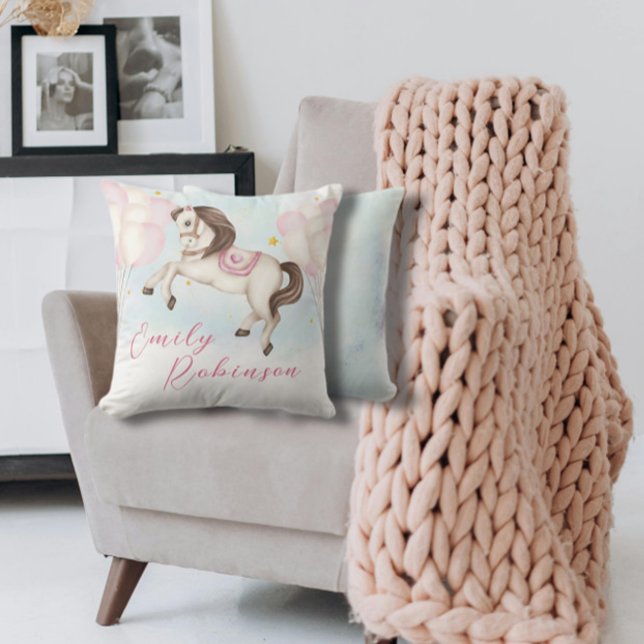 Märchenjunge Pony Rosa Ballons Stars Kissen (Von Creator hochgeladen)