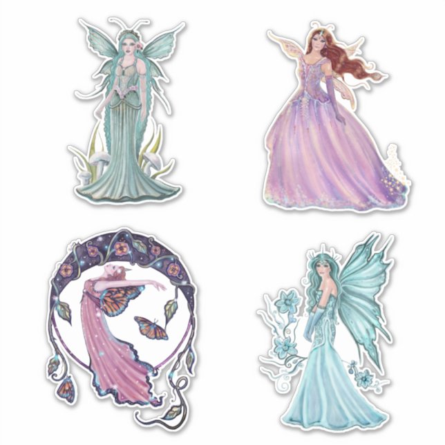 Märchenkunst mit Blume und Mond von Renee Lavoie Aufkleber (Vorderseite)