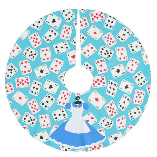 Märchenland-Alice-Muster Polyester Weihnachtsbaumdecke (Vorderseite)