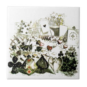 Märchenland-esque Holzschnitt des 19. Jahrhundert Fliese