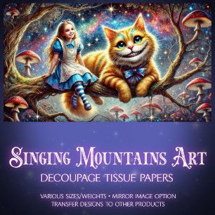 Märchenland Feenmärchen Alice Cheshire-Katze Decou Seidenpapier