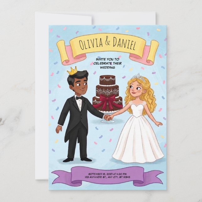 Märchenpaar-Hochzeitseinladung Einladung (Vorderseite)