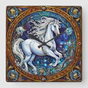 Märchenpferd Quadratische Wanduhr