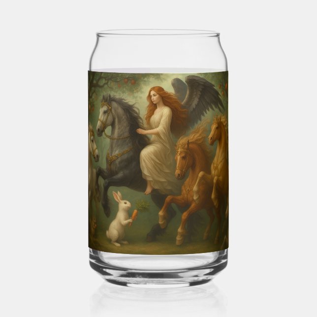 Märchenpferde und Engels-Trinkglas-Set Dosenglas (Vorderseite)