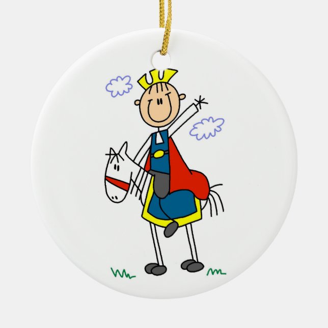 Märchenprinz auf Pferd Keramikornament (Vorne)