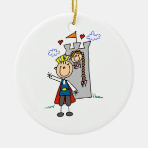 Märchenprinz-Rettungs-Prinzessin Keramik Ornament
