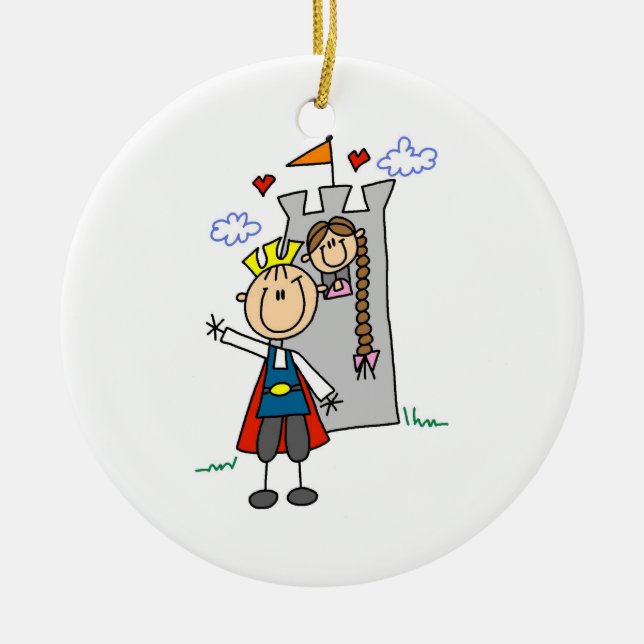 Märchenprinz-Rettungs-Prinzessin Keramik Ornament (Vorne)