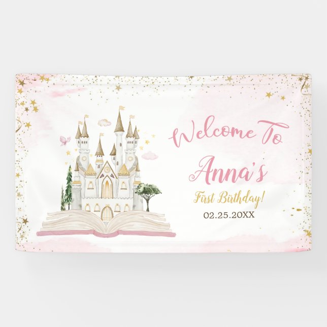 Märchenprinzessin 1. Geburtstagsfeier Banner (Horizontal)