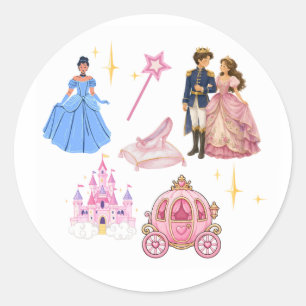 Märchenprinzessin-Aufkleber für Kinder, Magisches Runder Aufkleber