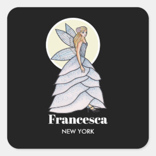 Märchenprinzessin Blütenkleid Modeillustration Quadratischer Aufkleber