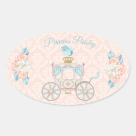 Märchenprinzessin Carriage Rose Blush Ivora Aqua Ovaler Aufkleber