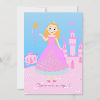 Märchenprinzessin in Pink-Birthaday-Party Einladung