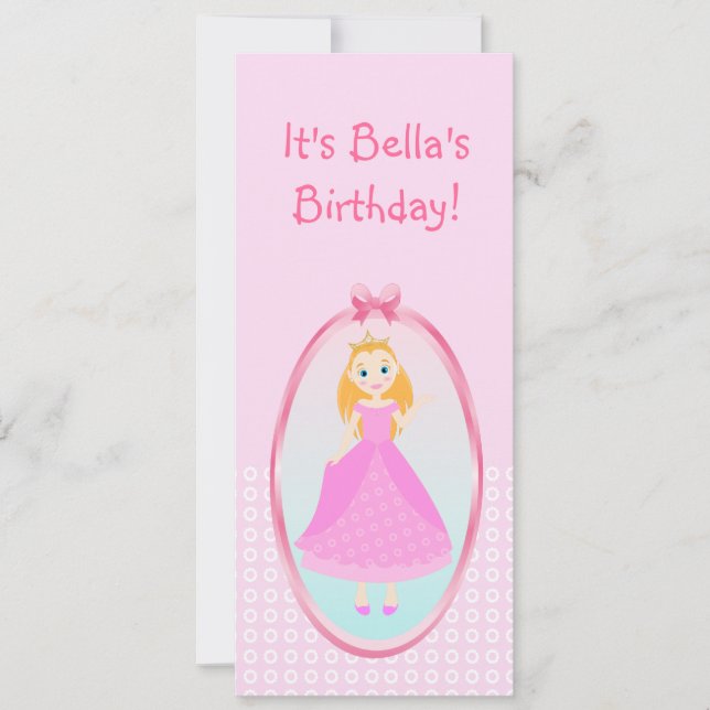 Märchenprinzessin in Pink-Birthaday-Party Einladung (Vorderseite)