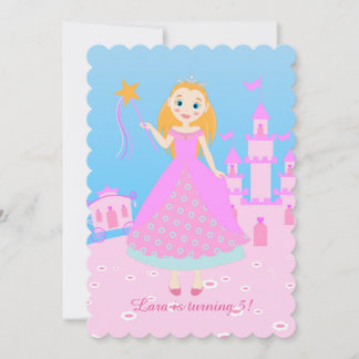 Märchenprinzessin in Pink-Birthaday-Party Einladung