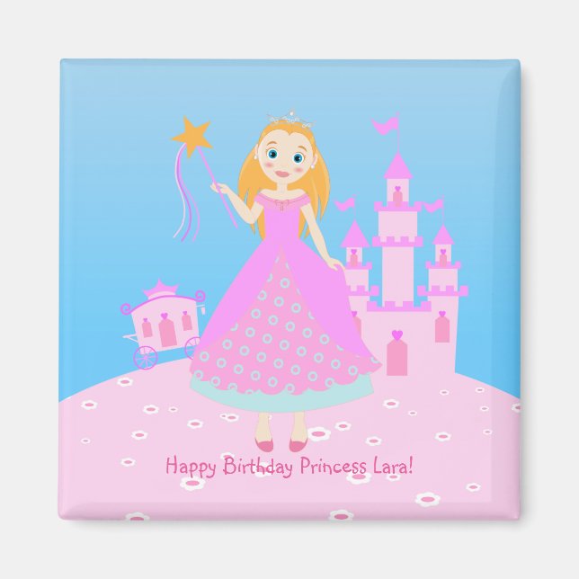 Märchenprinzessin in Pink-Birthaday-Party Magnet (Vorne)