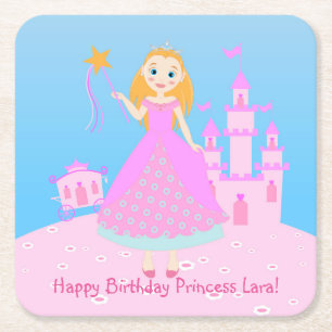 Märchenprinzessin in Pink-Birthaday-Party Rechteckiger Pappuntersetzer