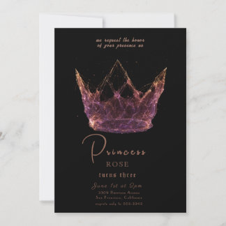 Märchenprinzessin Krone Rosa & Gold Geburtstag Einladung