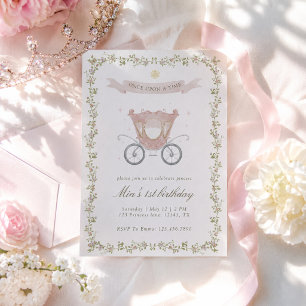 Märchenprinzessin Kutsche 1. Geburtstag Einladung