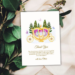 Märchenprinzessin Kutsche Baby Shower im Wald Dankeskarte