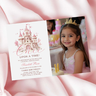 Märchenprinzessin Schloss Geburtstagsfoto Einladung