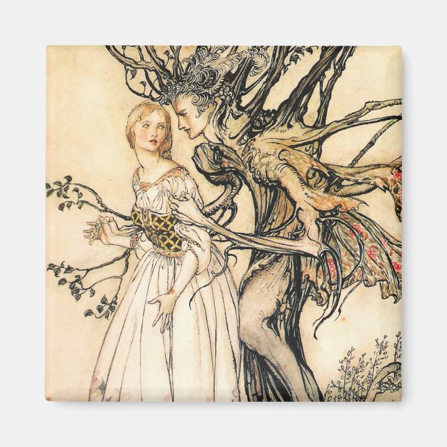 Märchenprinzessin und Baumelfenmagnet Magnet (Vorne)