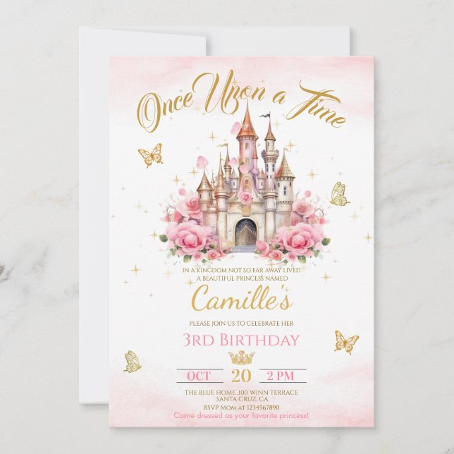Märchenschloss Geburtstag  Einladung (Vorderseite)