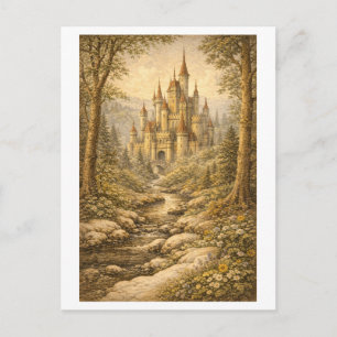 Märchenschloss im Vintage-Stil Postkarte