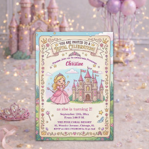 Märchenschloss Prinzessin 2. Geburtstagsfeier Einladung