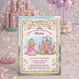 Märchenschloss Prinzessin 5. Geburtstagsfeier Einladung