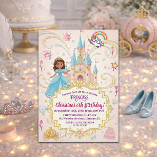 Märchenschloss Prinzessin 6. Geburtstagsfeier Einladung