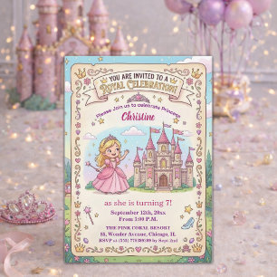 Märchenschloss Prinzessin 7. Geburtstagsfeier Einladung