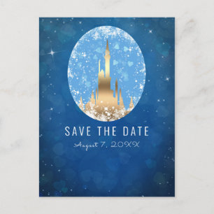 Märchenschloss Prinzessin Funkeln Blau Gold Postkarte