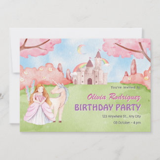 Märchenschloss-Prinzessin zum Geburtstag Einladung