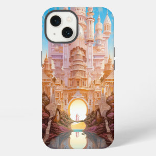 Märchenschloss Rosa Weiß Gold Fantasy Kunst iPhone 13 Hülle