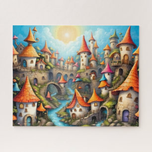 Märchenschlossdorf mit Brücken Puzzle