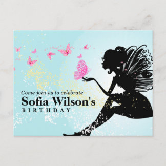 Märchenschmetterling Geburtstag Postkarteneinladun Einladungspostkarte