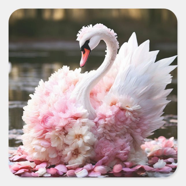 Märchenschwan Quadratischer Aufkleber (Vorderseite)
