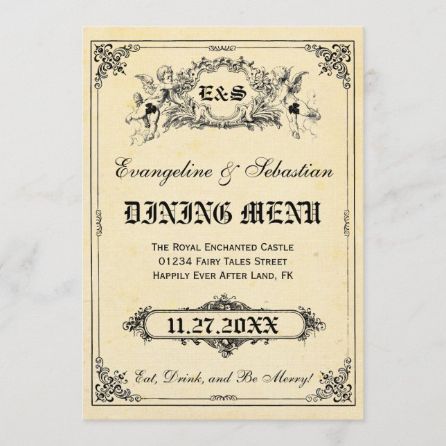 Märchenstorybook-Hochzeits-Menü-Karten Menükarte (Vorderseite)