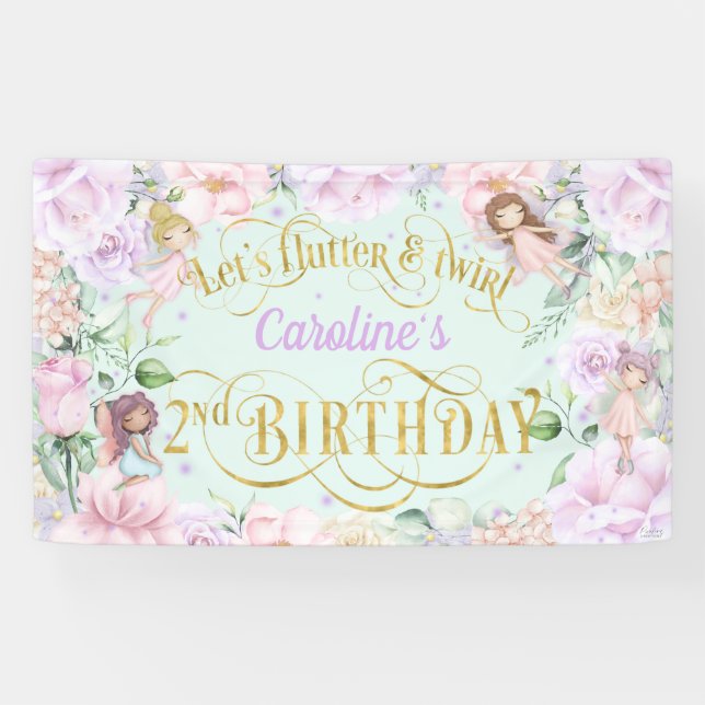 Märchenthema, Mädchen 2. Geburtstag Party Verbot Banner (Horizontal)