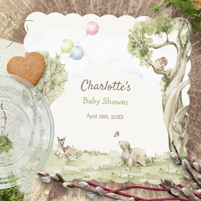 Märchenwald Bärchen Wartet Baby- Shower Untersetzer (Storybook Woodland Bearly Wait Baby Shower Paper Coaster ©Susanne Sachers - Sunny Mind 🌞)