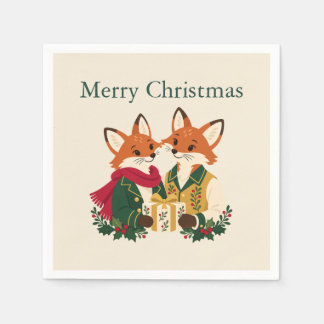 Märchenwald Fuchs-Paar Weihnachtsfeier Serviette