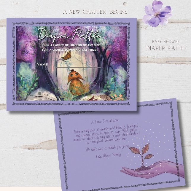 Märchenwald Lila Waldwindel Raffle  Begleitkarte (Storybook Woodland Purple Forest Diaper Raffle Enclosure Card)