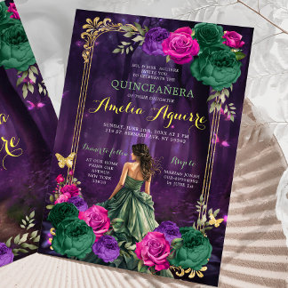 Märchenwald Lilac Green Quinceañera Einladung