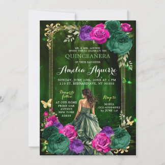 Märchenwald Lilac Green Quinceñera Einladung