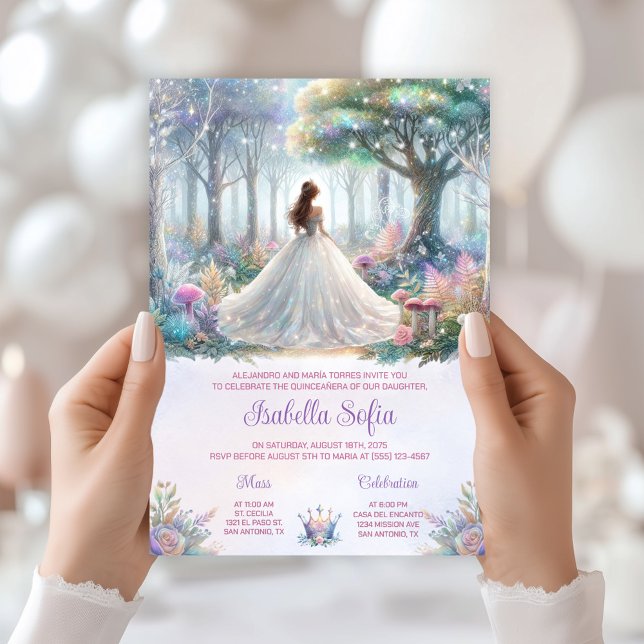 Märchenwald Quinceañera Einladung (Enchanted forest invitation - you can change all of the text as needed for any event.)
